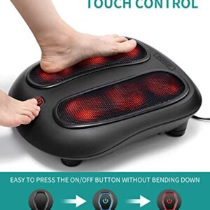 Nekteck Foot Massager with Heat, Shiatsu Heated Electric Kneading Foot Massager Machine for Plantar Fasciitis, Built-in Infrared Heat Function and Power Cord (Black)