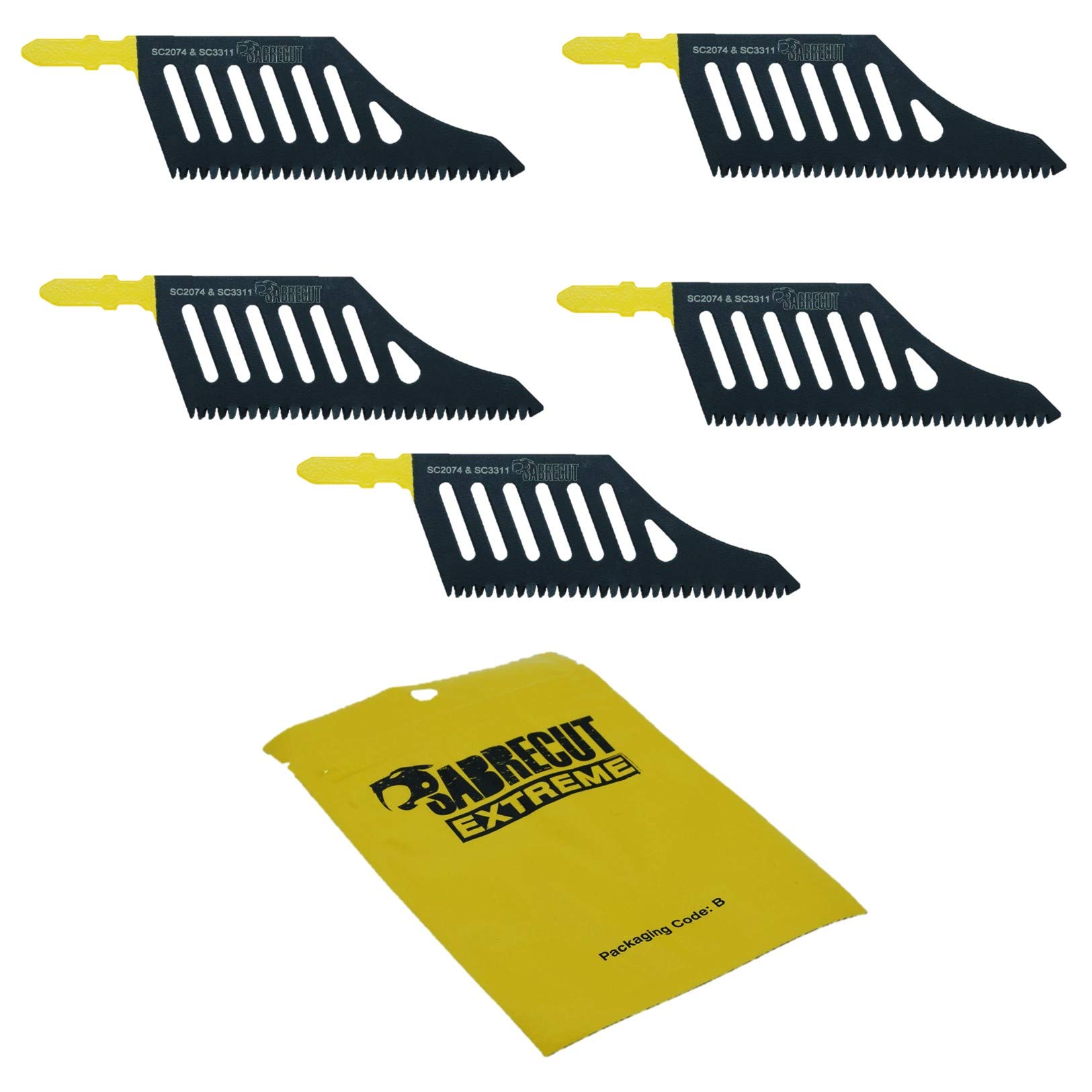 5 x SabreCut JSSC2074_5 T Shank HCS Wood Flush Cutting DT2074 Jigsaw Blades For Dewalt, Bosch and many others