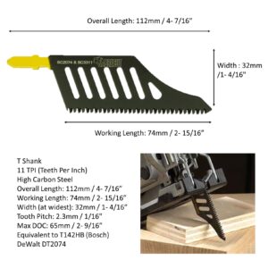 5 x SabreCut JSSC2074_5 T Shank HCS Wood Flush Cutting DT2074 Jigsaw Blades For Dewalt, Bosch and many others