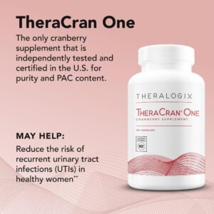 Theralogix TheraCran One Cranberry Capsules - 90-Day Supply - Cranberry Supplement for Men & Women - Cranberry Pills to Support Urinary Tract Health* - 36mg PACs per Capsule - NSF Certified - 90 Caps