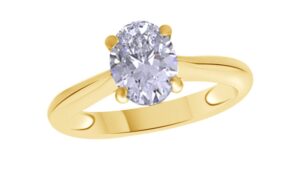 jewel zone us oval shaped white cubic zirconia anniversary solitaire ring in 14k gold over sterling silver (1 carat)