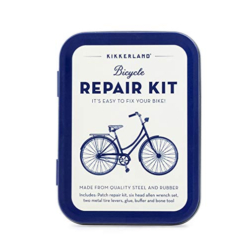 Kikkerland Bike Tin Repair Kit, DIY Bike Repair & Maintenance Tools, Steel and Rubber, Includes 6 Headed Allen set, Best for Quick Fixes