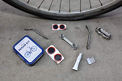 Kikkerland Bike Tin Repair Kit, DIY Bike Repair & Maintenance Tools, Steel and Rubber, Includes 6 Headed Allen set, Best for Quick Fixes