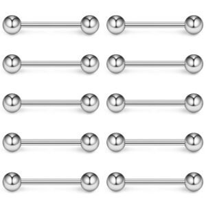 ruifan 316l stainless steel tongue nipple shield barbell ring bar body piercing retainer 14g 12mm 10pcs