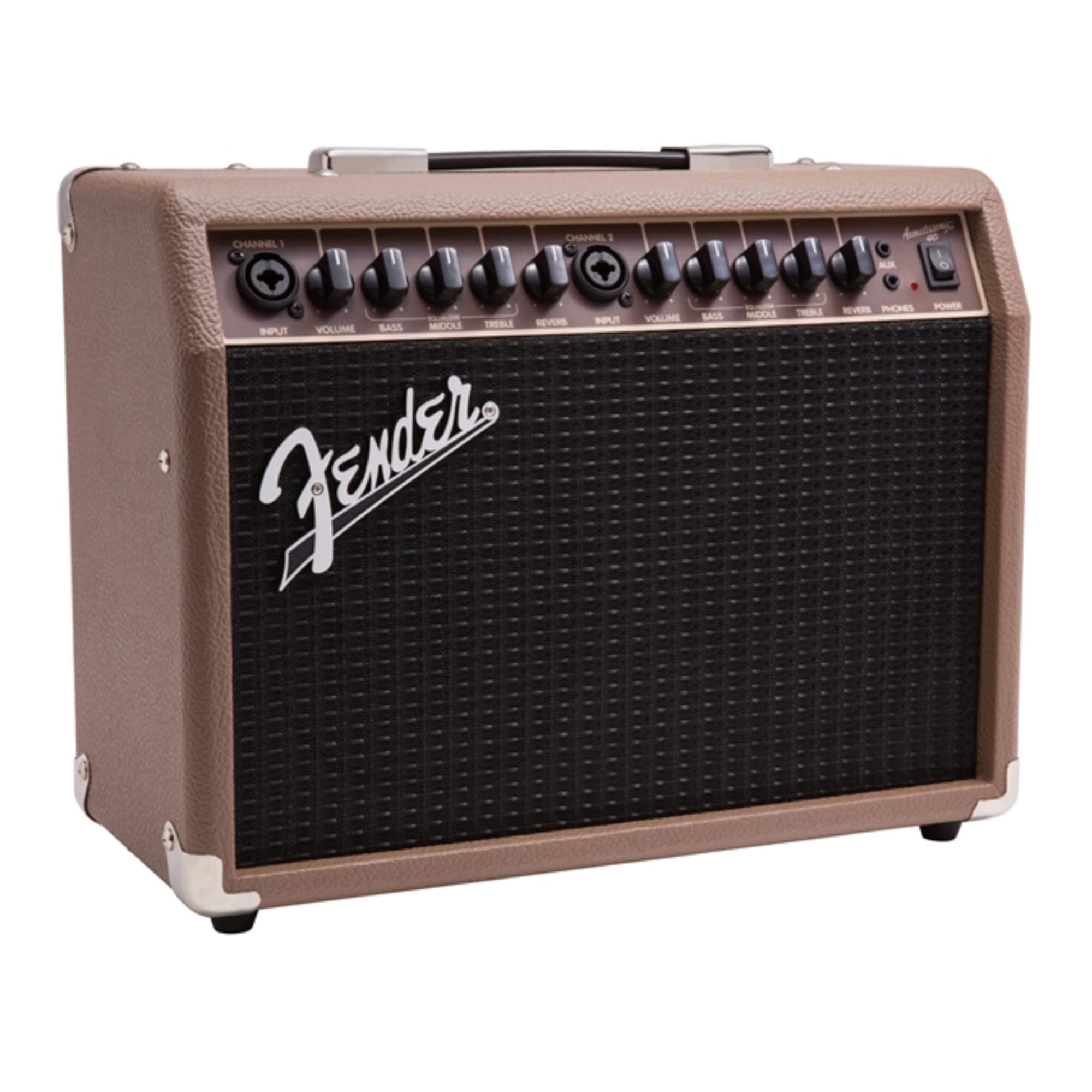 Fender Acoustasonic Guitar Amp for Acoustic Guitar, 40 Watts, with 2-Year Warranty 2x6.5 Inch Speakers, Chorus Effect, Dual Front-panel Inputs, 9.8Dx17.6Wx15.5H Inches, Brown/Wheat