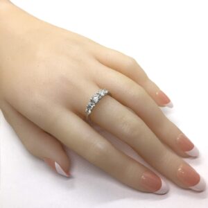 Realistic Top Grade 5 Stones Simulated Diamond Ring Stackable Solid 925 Silver 5ston7