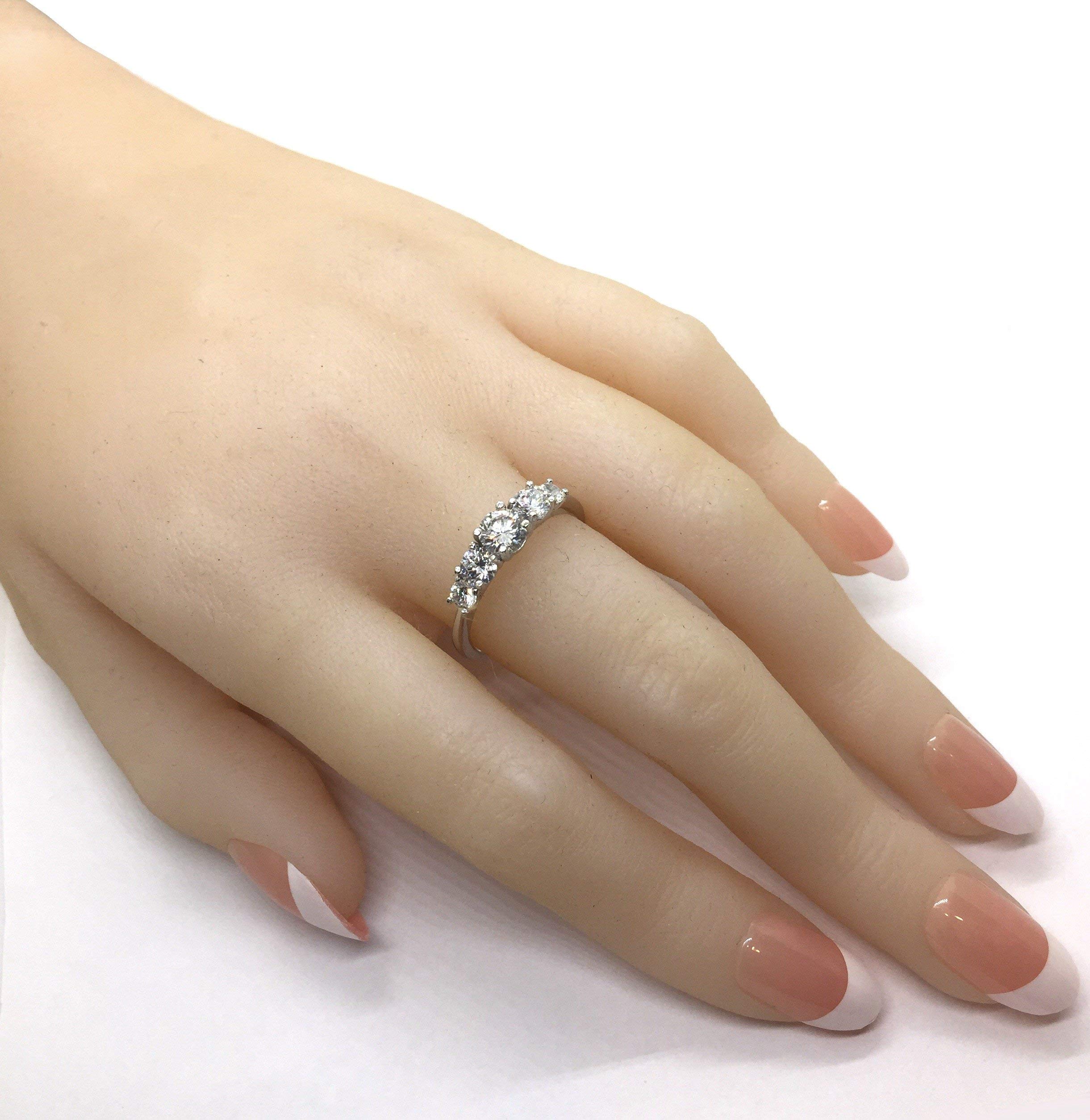 Realistic Top Grade 5 Stones Simulated Diamond Ring Stackable Solid 925 Silver 5ston7