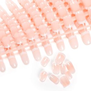 liarty 240 pcs french press on nails short, french tip false nails manicure, 12 size acrylic full cover artificial fake nails, natural