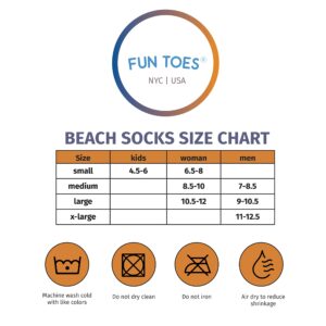 FUN TOES 2 Pairs Beach Socks for Volleyball Soccer, Camping, Rafting, Diving and all sand sports (US, Alpha, X-Large, Regular, Regular, Black-Blue)