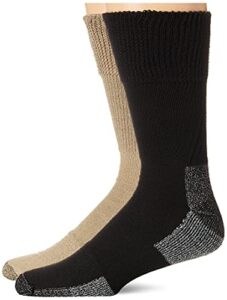 dr. scholl's men's 2 pack non-binding diabetes and circulatory odor resistant crew casual sock, khaki/black, shoe size 13-15 us