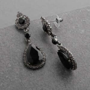 Mariell Black Crystal Teardrop Dangle Earrings, Jewlery for Brides, Bridesmaids, Prom and Wedding Parties