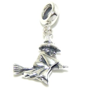 icyrose solid 925 sterling silver dangling witch on a broomstick charm bead 427 for european snake chain bracelets