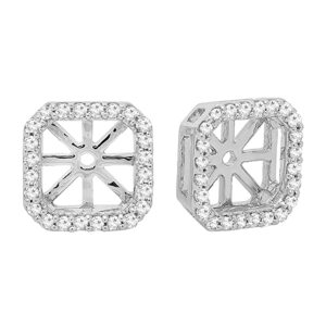 0.26 Carat (ctw) Round White Diamond Removable Jackets For Stud Earrings 1/4 CT, 14K White Gold