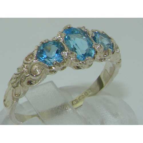 925 Sterling Silver Natural Blue Topaz Womens Promise Ring - Size 5.5