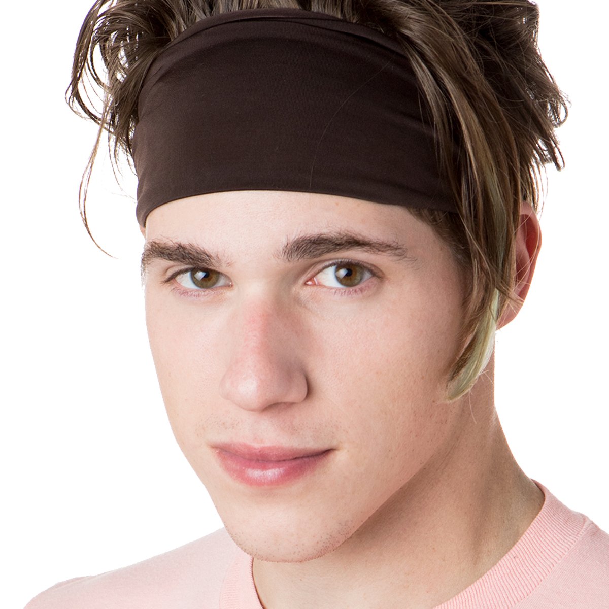 Hipsy Xflex Basic Adjustable & Stretchy Wide Sports Headbands for Men (Basic Brown)