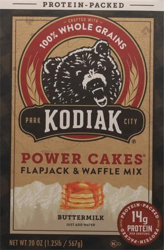 Kodiak Cakes Power Cakes All Natural Non GMO Protein Pancake/Flapjack/Waffle Mix, Buttermilk, 20 Ounce