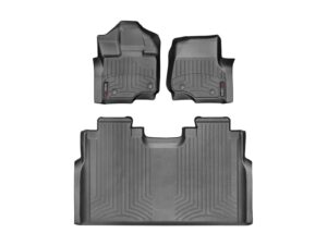 weathertech custom fit floorliners for ford f-150 (crew cab, bench seating) - 1st & 2nd row (44697-1-4) w/o fold flat storage, black