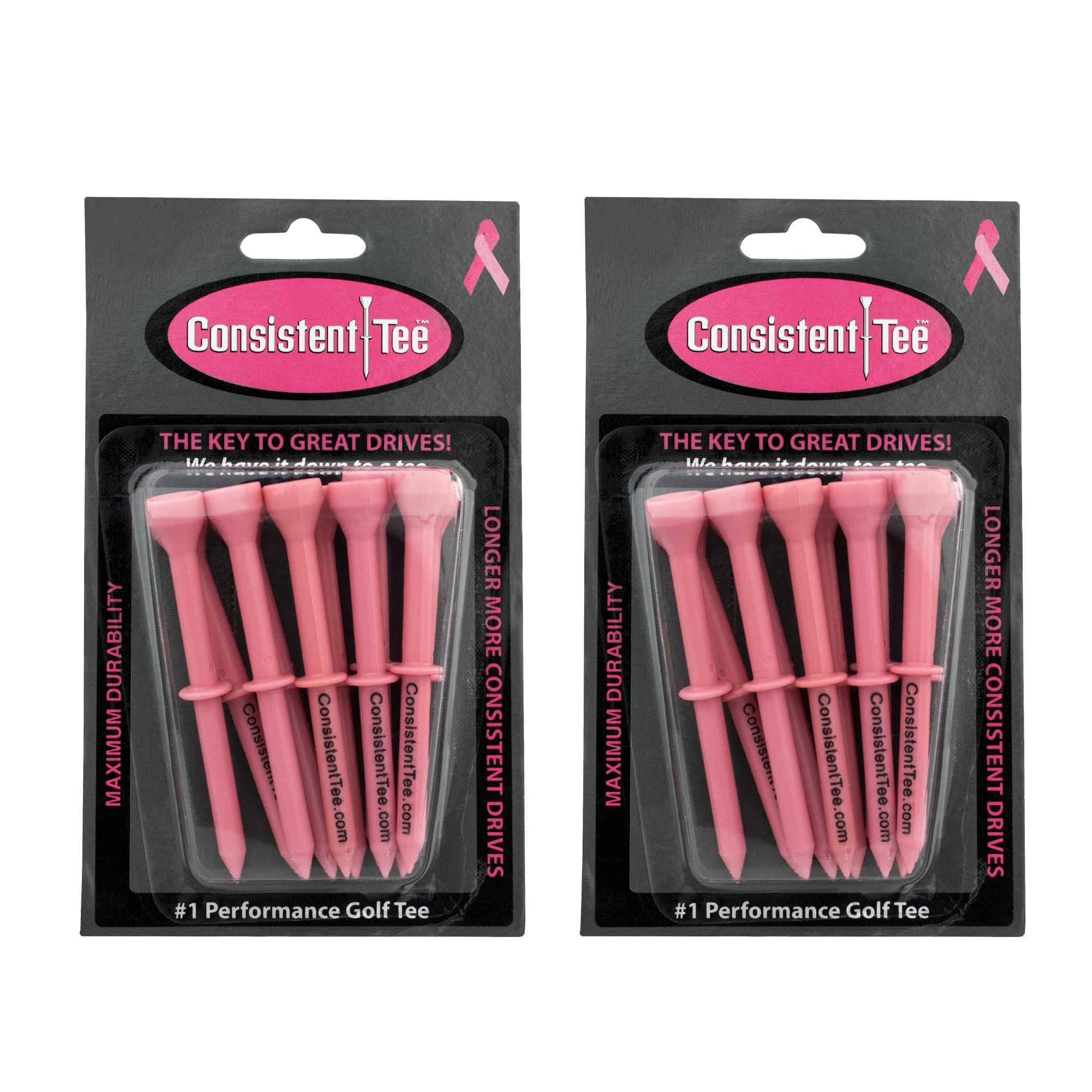 Consistent 2 Tee 3 1/4" Golf Tee Packs - Pink