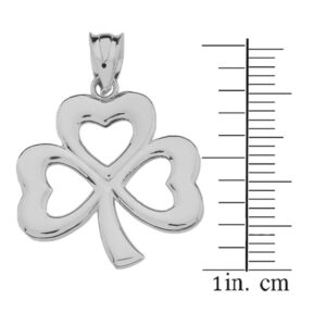 Dainty 925 Sterling Silver Three-Leaf Heart Clover Irish Shamrock Necklace Pendant