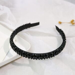 Ruihfas Fashion Sparkle 4 Rows Crystal Rhinestone Headbands Beaded Hair Hoop Band (Black)