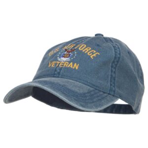 e4Hats.com US Air Force Veteran Military Embroidered Washed Cap - Navy OSFM