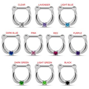 PiercingPoint Light Green Crystal Stone Leaf with Round CZ Stone 16 Gauge Clicker Septum Nose Ring Septum Jewelry