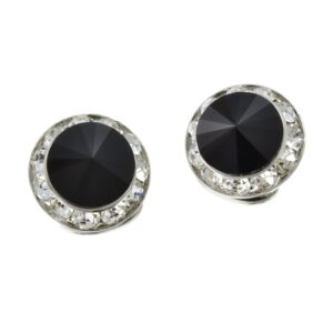 pammyj 15mm crystal clip-on earrings (black)