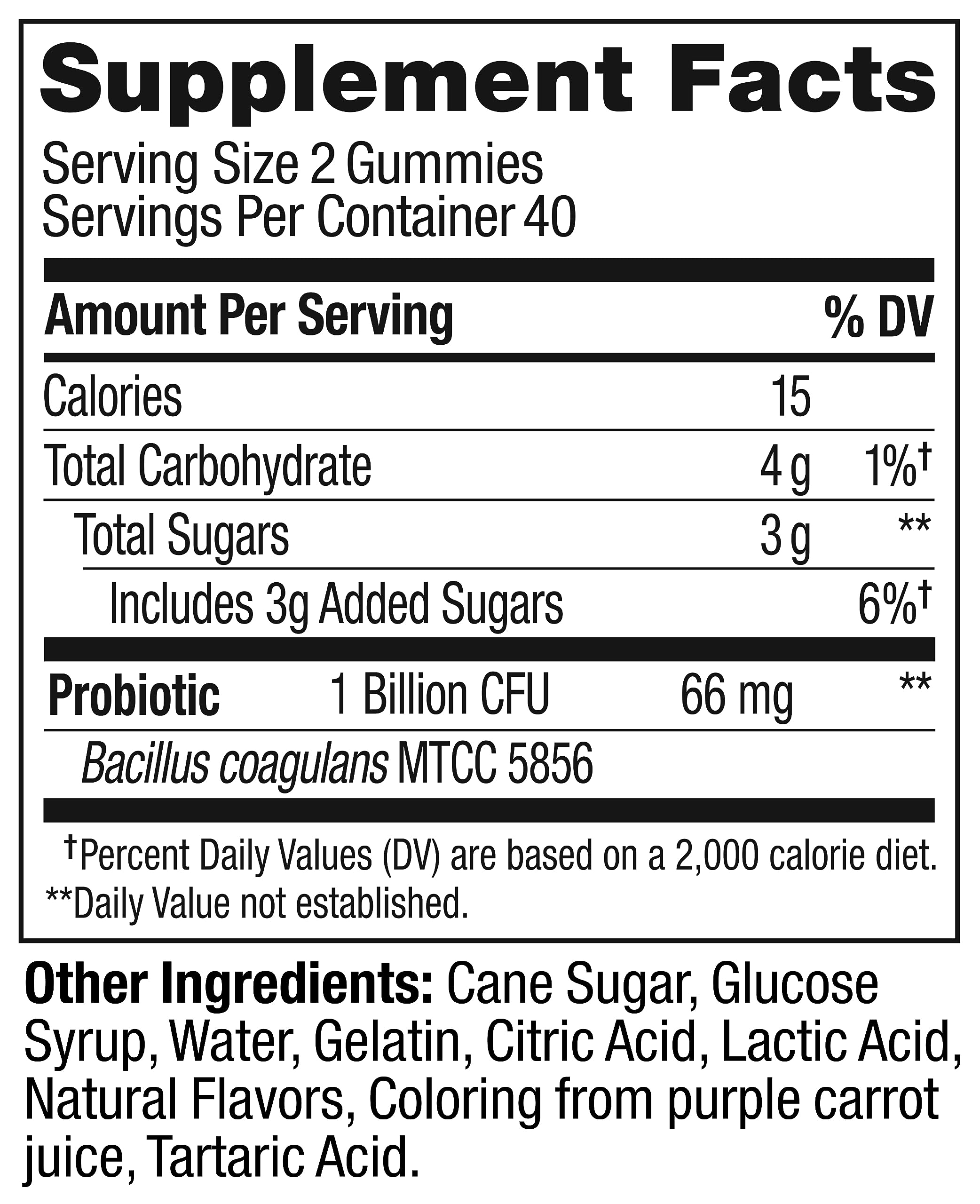 OLLY Probiotic Gummy, Immune and Digestive Support, 1 Billion CFUs, Chewable Probiotic Supplement, Berry, 40 Day Supply - 80 Count