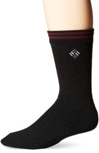 columbia men's 2 pack fleece lined thermal crew socks, black, shoe size 6-12