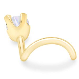 THE JEWEL ZONE 14K Solid Yellow Gold 22G Nose Stud Ring Jewelry Cubic Zirconia 1/1.5/2/2.5/3 MM