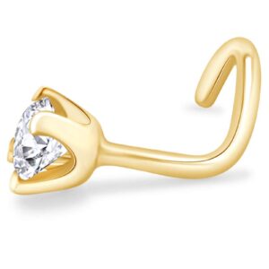 THE JEWEL ZONE 14K Solid Yellow Gold 22G Nose Stud Ring Jewelry Cubic Zirconia 1/1.5/2/2.5/3 MM