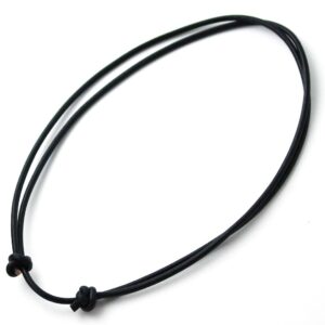 LynnAround Sturdy Beach Choker Surf Necklace Adjustable Genuine 2mm, 3mm Round Brown/Black Leather Cord 16-32" (Black3mm)