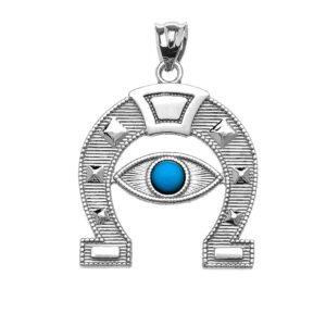 elegant sterling silver evil eye protection horse shoe good luck pendant