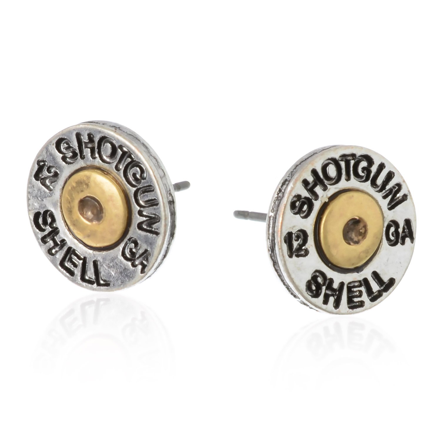 PammyJ Two-Tone Simulated Bullet Shotgun Shell Post Earrings