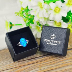 FUN JEWELS Opalescent Swirl Color Changing Oval Crystal Stone Brass Mood Ring Size Adjustable For Women