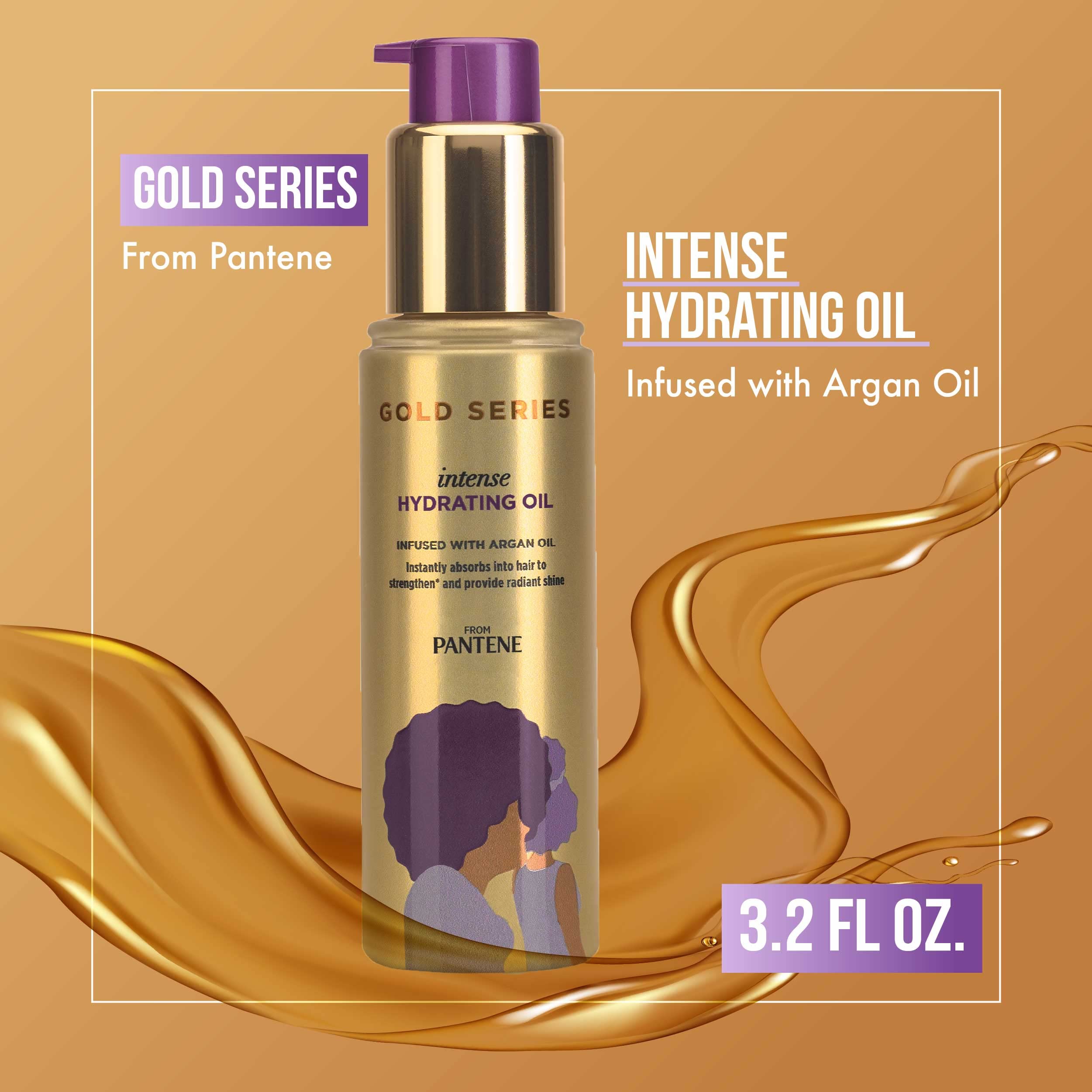 Pantene Gold Series Intense Hydrating Oil Treatment, 3.2 Fl Oz – Hair Oil Infused with Rich Argan Oil for Beautiful, Shiny Hair - Dye, Paraben and Sulfate Free Formula