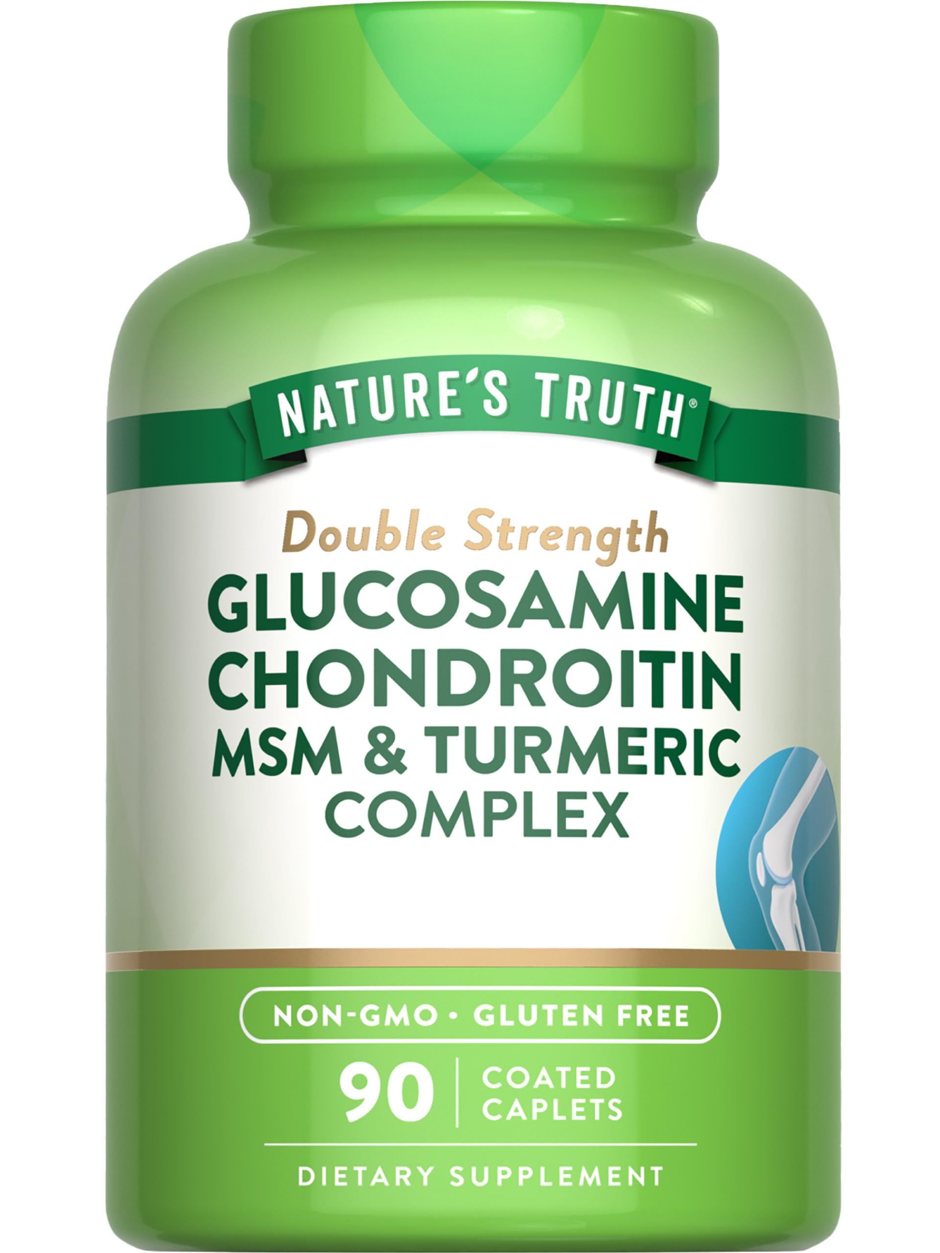 Nature's Truth Glucosamine Chondroitin MSM Complex | 90 Caplets | Double Strength Supplement | Non-GMO & Gluten Free