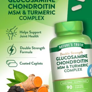 Nature's Truth Glucosamine Chondroitin MSM Complex | 90 Caplets | Double Strength Supplement | Non-GMO & Gluten Free