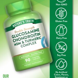 Nature's Truth Glucosamine Chondroitin MSM Complex | 90 Caplets | Double Strength Supplement | Non-GMO & Gluten Free