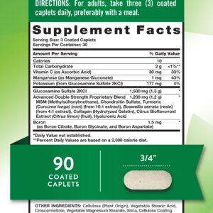 Nature's Truth Glucosamine Chondroitin MSM Complex | 90 Caplets | Double Strength Supplement | Non-GMO & Gluten Free