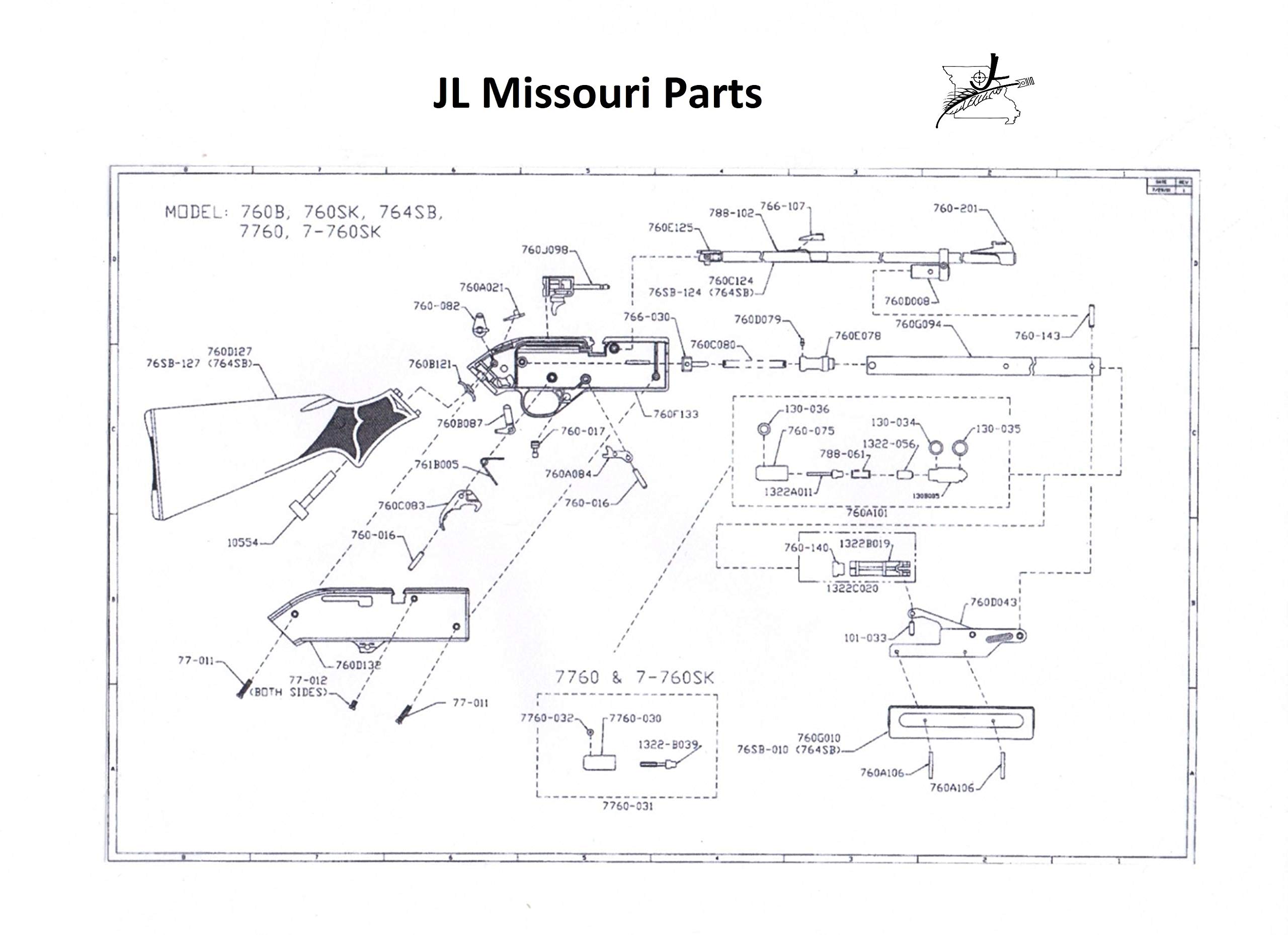 JL Missouri Parts Crosman Pumpmaster 760 B 2100 B Rear Sight Ramp Ad. Pellet BB Gun Air Rifle Part Elevator