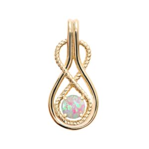 Infinity Rope October Birthstone Opal 10k Yellow Gold Pendant