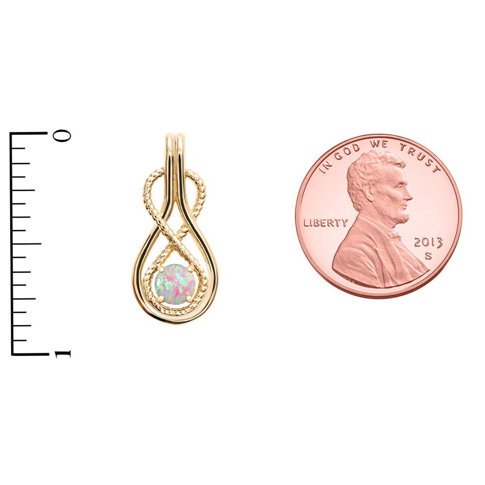 Infinity Rope October Birthstone Opal 10k Yellow Gold Pendant