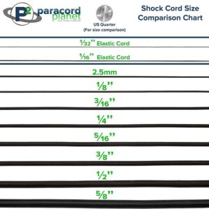 Paracord Planet Bungee Nylon Shock Cord 2.5mm 1/32", 1/16", 3/16", 5/16", 1/8”, 3/8", 5/8", 1/4", 1/2 inch Crafting Stretch String 10 25 50 & 100 Foot Lengths Made in USA