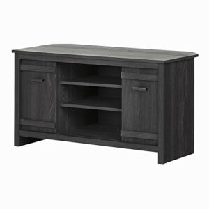 south shore exhibit corner tv stand with sliding doors for tvs up to 42", gray oak