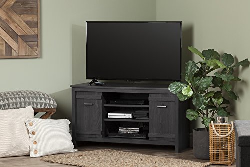 South Shore Exhibit Corner TV Stand with Sliding Doors for TVs up to 42", Gray Oak