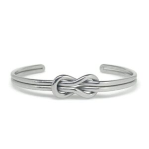 Loralyn Designs Womens Love Knot Infinity Cuff Bracelet Stainless Steel Adjustable - Silver