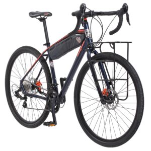 Mongoose Men's Elroy Adventure Bike 700C Wheel Bicycle, Blue, 54cm frame size