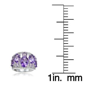 Ice Gems Sterling Silver Genuine African Amethyst, Amethyst and White Topaz Tonal Dome Ring