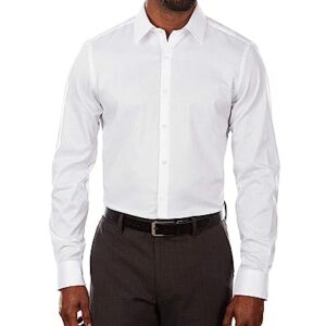 Van Heusen mens Slim Fit Flex Collar Stretch Solid Dress Shirt, White, 16.5 Neck 34 -35 Sleeve US